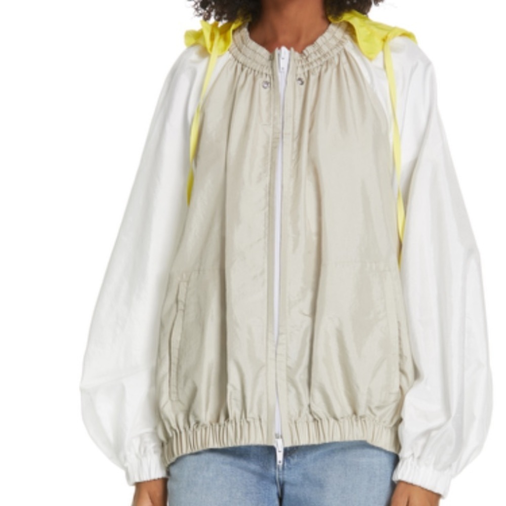Tibi CONTRAST SLEEVE JACKET/ DETACHABLE HOOD